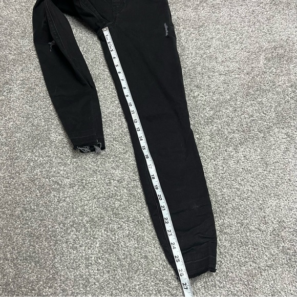 Spanx Jeans Womens Small Black Ankle Skinny High Rise Raw Hem Distressed Pull On - Picture 2 of 9